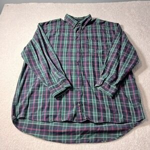 Vintage 90s Cabelas Mens XLT Thrashed Flannel Collared Button Down Shirt Plaid